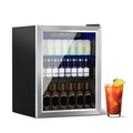 DOGHLY Beverage Refrigerator Cooler, 70 Can Mini Fridge Glass Door for Drinks Soda, Beer, or Wine - Small Refrigerator for Office Bedroom Home Bar, Adjustable Shelves, 1.7 Cu.Ft, Silver