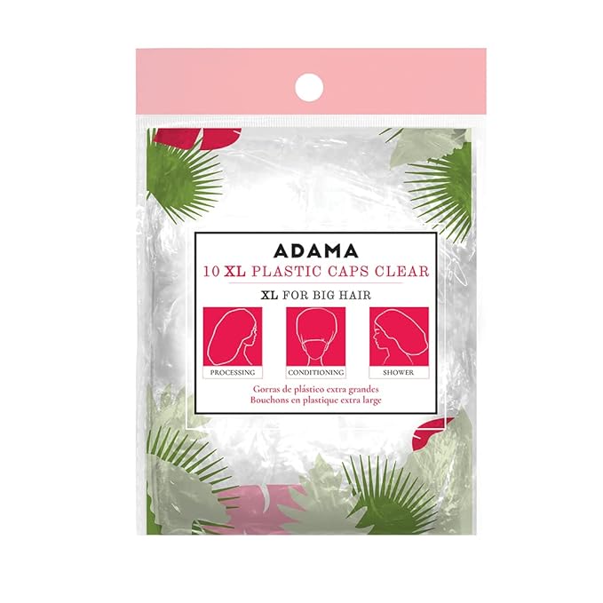 ADAMA Disposable Shower Conditioning Processing Caps, XX-Large Size for Processing, Conditioning, Showering Voluminous Hair, Protects Long Hair Styles, 10 Disposable Caps, Clear