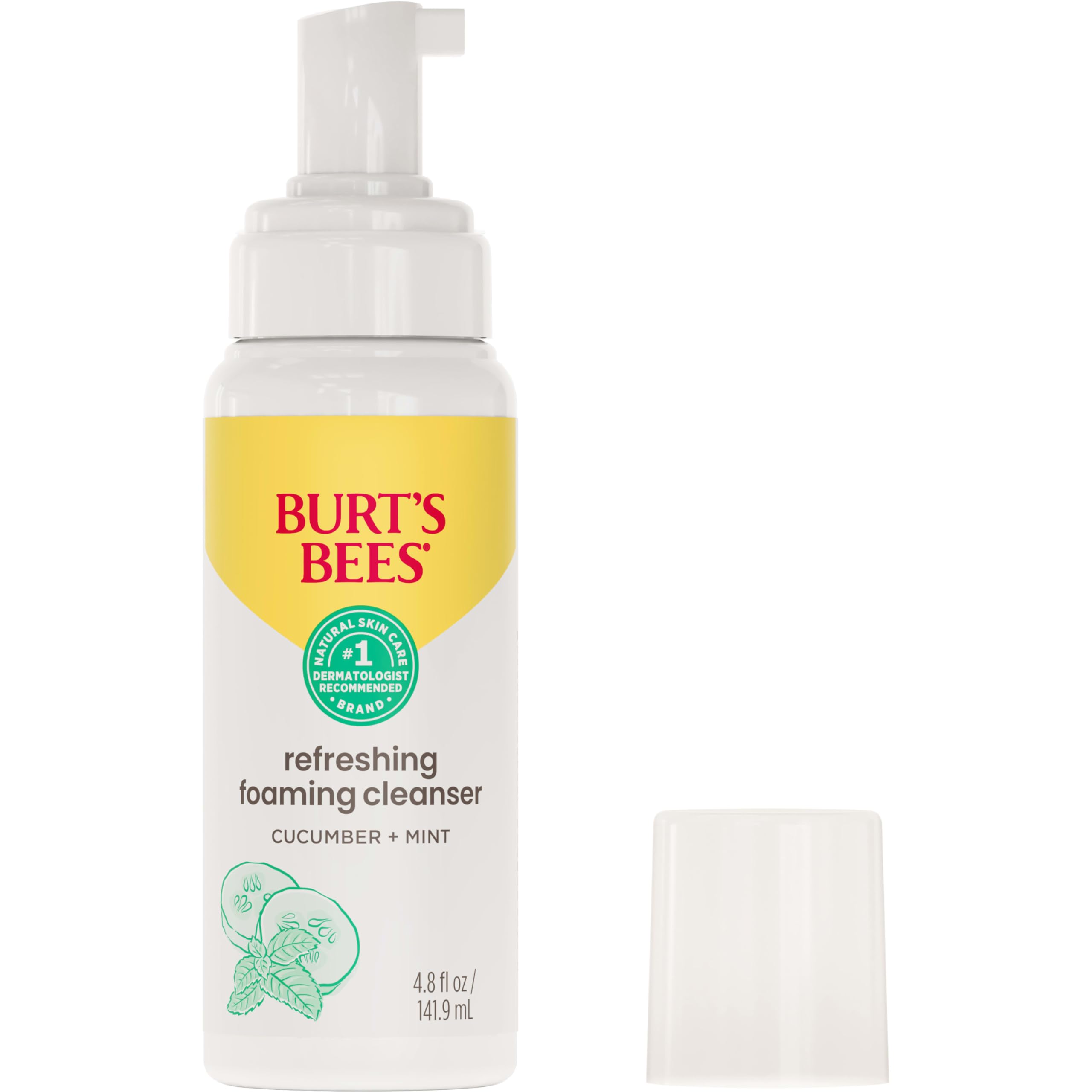 Burt's Bees Refreshing Foaming Face Cleanser and Face Wash with Cucumber and Mint, 4.8 Fluid