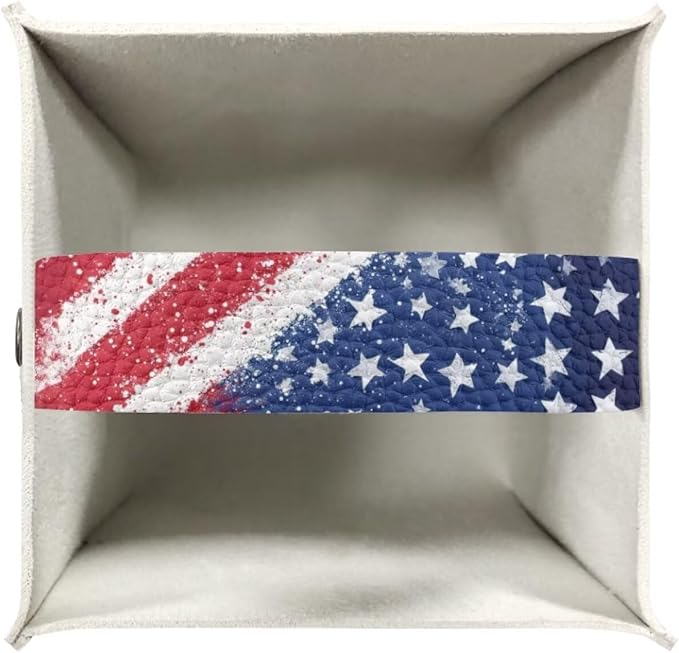 American 250 Years Tissue Box Holder Waterproof PU Leather Square Tissue Box Cover Holder with Metal Button Paper Dispensor Case for Home Office Car Automotive Decor