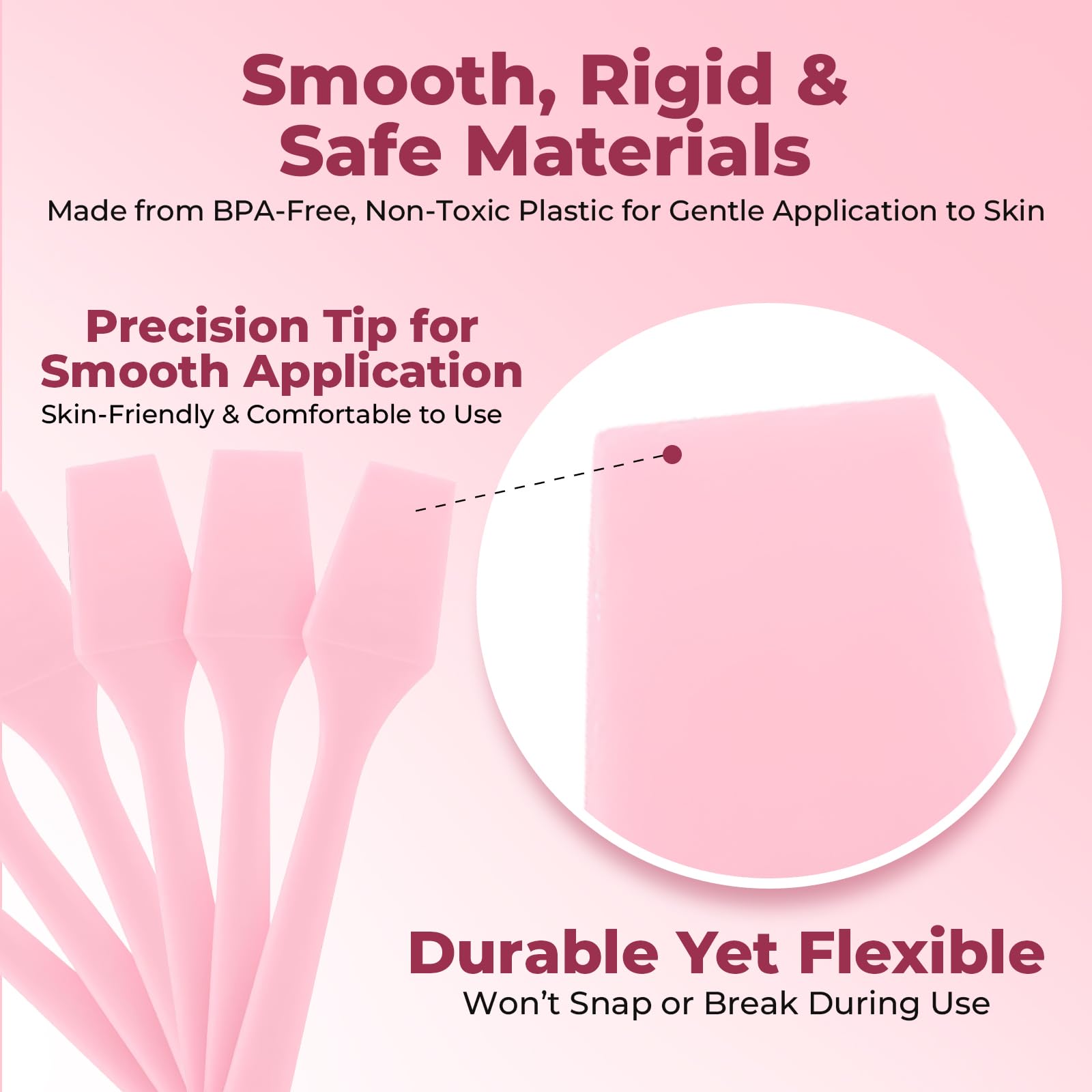 Kopperko Mini Face Cream Spatula (2.5", 500 Pack) - Small Lotion Spatula Tool for Skincare, Creams & Crafts | Skincare Applicator for Mixing, Cosmetic, Face Mask | Disposable Makeup Paddles | Pink
