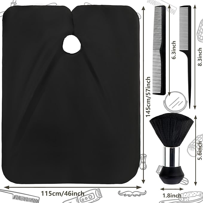 FEBSNOW Hair Cutting Cape Kit,Professional Barber Cape with Duster Brush