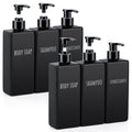 Segbeauty 6pcs 16.9oz Refillable Soap Dispenser Set, Empty Plastic Hand Soap Dispenser, 500ml Square Black Hand Wash Dispensers, Press Pump Shampoo and Conditioner Bottle for Shower Bathroom Kitchen