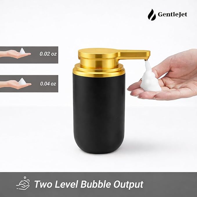 GentleJet SimpleFoam Automatic Foaming Soap Dispenser Touchless Sensor, USB-C Rechargeable, IPX5 Waterproof, Dual Output for Bathroom Kitchen Sink, ABS Compact Design