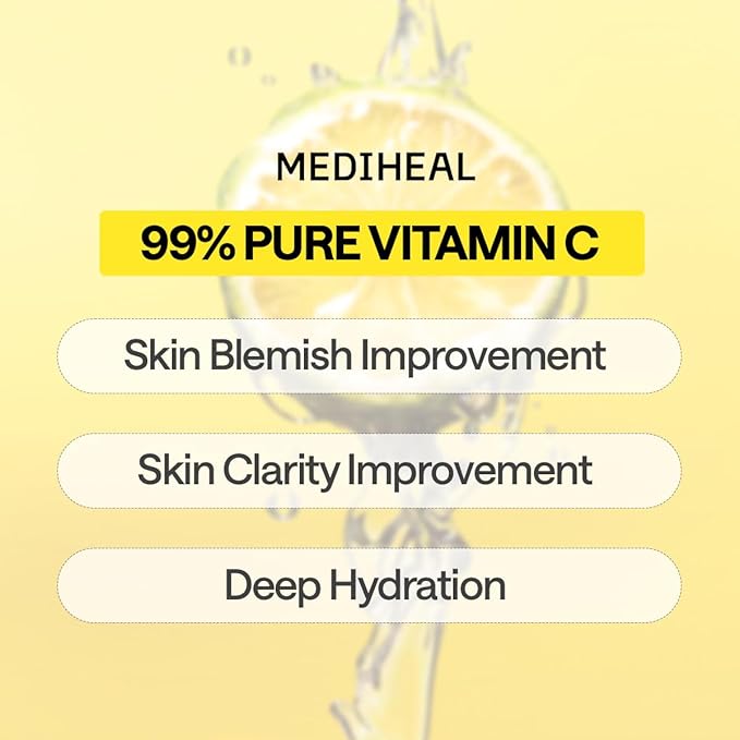 Mediheal Essential Face Mask [Vitamin C] Clear Toning 10 pcs. with 99% Purity Vitamin C & 10 Vita Actives for Radiance & Hydrating Glow & Vitalizing- Korean Skin Care & Vegan Formula Korean Sheet Mask