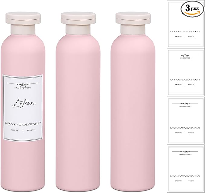 UMETASS 8.8oz Travel Essentials Shampoo Bottles for Toiletries,Empty Plastic Squeeze Bottles with Flip Cap for Toiletries Travel Size Shampoo and Conditioner (3 pack, pink)