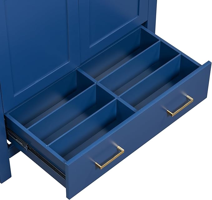Bellemave 30" Bathroom Vanity with Sink Combo Set, Solid Wood Frame Bathroom Storage Cabinet with a Drawer, 2 Soft Closing Cabinet Doors with Organizer, Blue