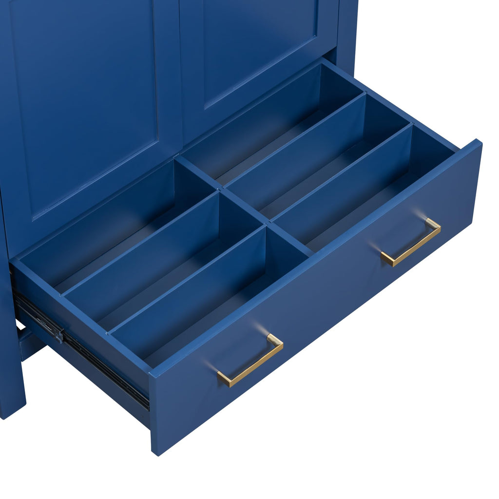 Bellemave 30" Bathroom Vanity with Sink Combo Set, Solid Wood Frame Bathroom Storage Cabinet with a Drawer, 2 Soft Closing Cabinet Doors with Organizer, Blue