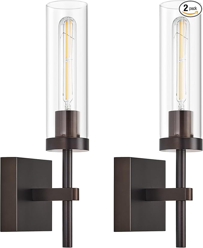 SANTOSTOCK Oil Rubbed Bronze Battery Operated Wall Sconces with Remote Control, Wireless Wall Sconce Set of 2, Rechargeable Cordless Wall Lights for Living Room Bathroom Hallway Entryway Stairwell