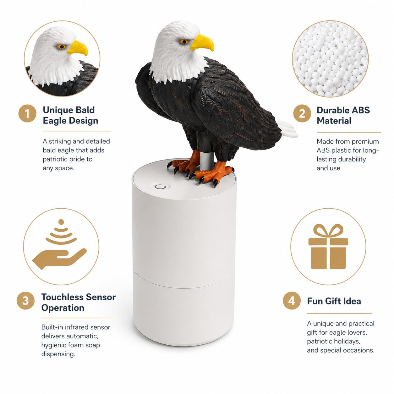 Bald Eagle Automatic Foam Soap Dispenser for Bathroom Kitchen