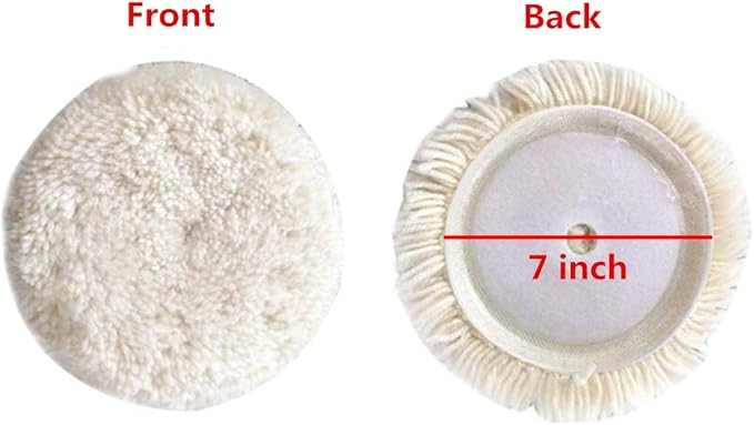 Wool Buffing Pad,3 Pack 7" Car Polishing Pad with Hook and Loop for Cleaning & Cutting,Polishing,100% Wool Sheepskin Material,Durable and Soft