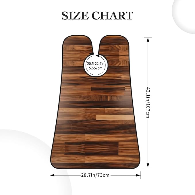 NOUZU Wood Grain Print Beard Bib Apron For Men, Beard Hair Catcher For Men Shaving Trimming,Beard Cape Cloth