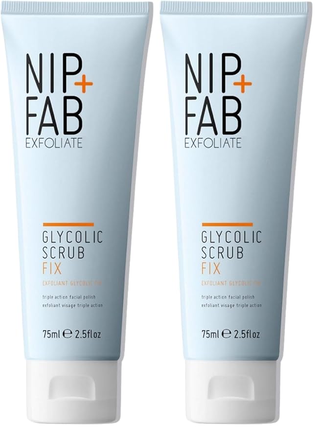 Nip + Fab Glycolic Fix Scrub (2.5 fl oz) – 3% Glycolic Acid 3-in-1 Facial Exfoliator – Brightening AHA Face Scrub with Salicylic Acid for Smooth Radiant Skin,(Pack of 2)