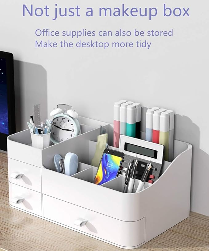 MIUOPUR Makeup Organizer with Drawers, Bathroom Counter Organizer, Plastic Cosmetic Display Case, Large Skincare Storage for Vanity Countertop, Ideal for Bedroom Dresser top and Desktop