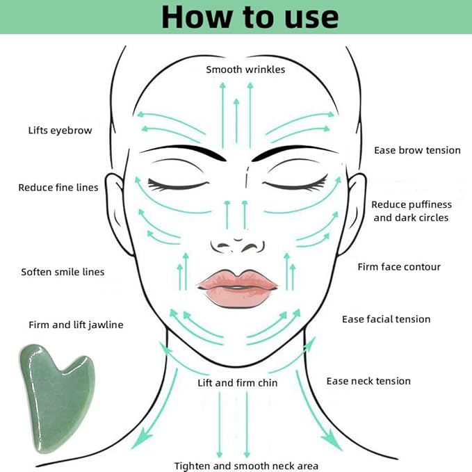 TOP SEWING Gua Sha Facials Tools for Jaw Massage Tools Board Natural Jade Stone for SPA Acupuncture Therapy Trigger Point Treatment