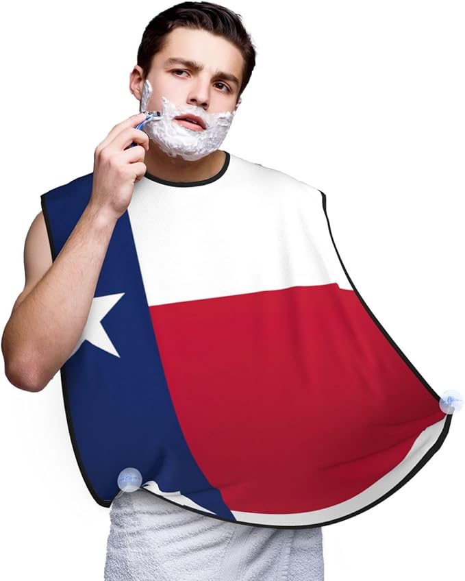 NOUZU Flag Of Texas Print Beard Bib Apron For Men, Beard Hair Catcher For Men Shaving Trimming,Beard Cape Cloth