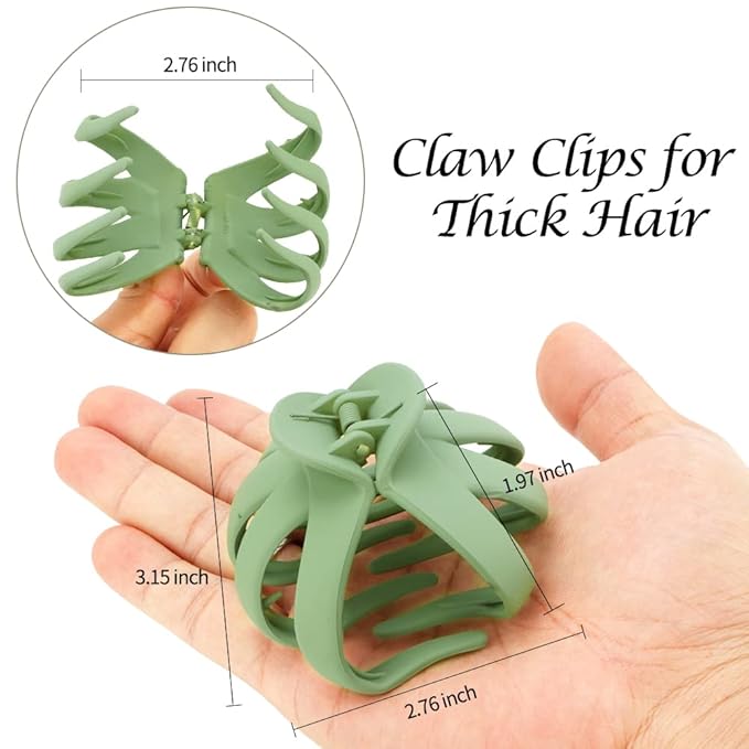 ATODEN Extra Large Claw Clips for Thick Hair - 5Pcs Jumbo Octopus Hair Clips, 3.15" Big Hair Claws for Women and Girls, Assorted Colors
