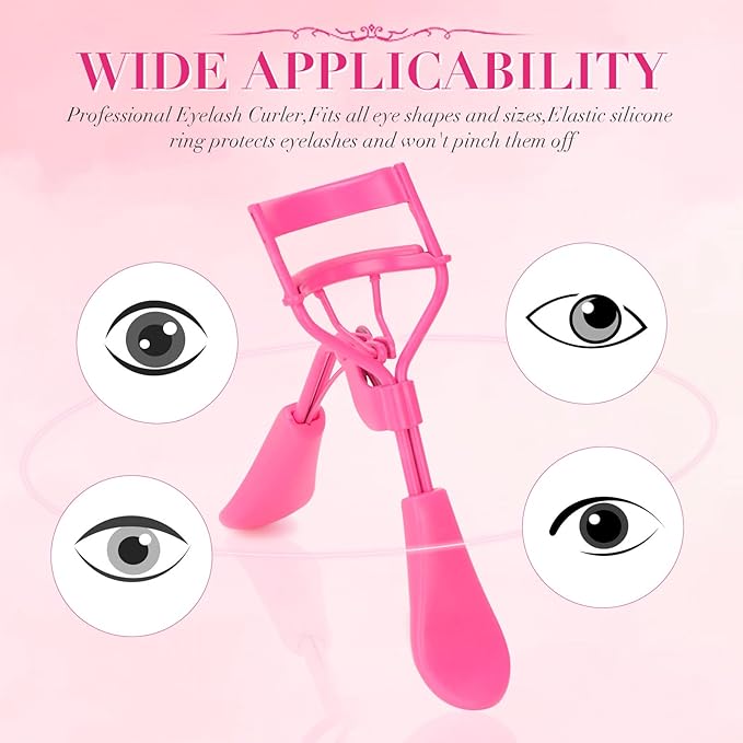 ODELY Eyelash Curler with Pads, Lash Curler with 10 Extra Silicone Replacement Pads, Comfortable Grip for Effortless Curling – Eyelashes for the Perfect Eye Contour (Light Pink)
