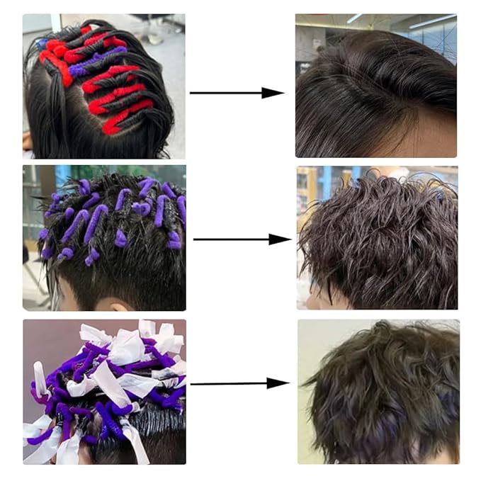 80 Pack Hair Perm Rods Set Hair Rollers Natural Long Short Hair Cold Wave Rods Hair Curling Rods Perming Rods Felt Fabric Rod for Hairdressing Styling DIY Rolling Curl Pattern 4 Sizes
