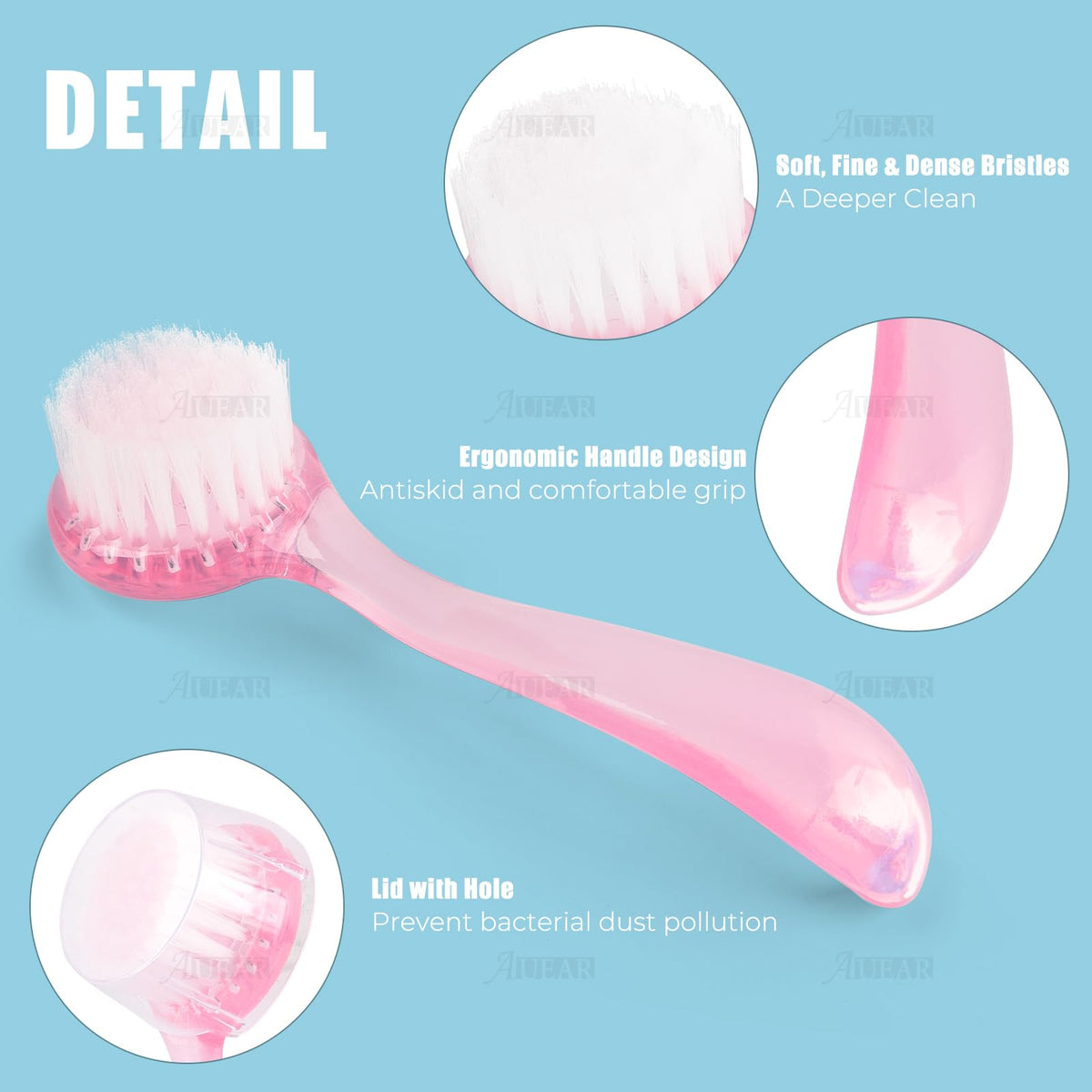 AUEAR, 4 Pack Face Brush for Cleansing and Facial Cleaning with Cap for Women and Girls Wash Makeup Massaging