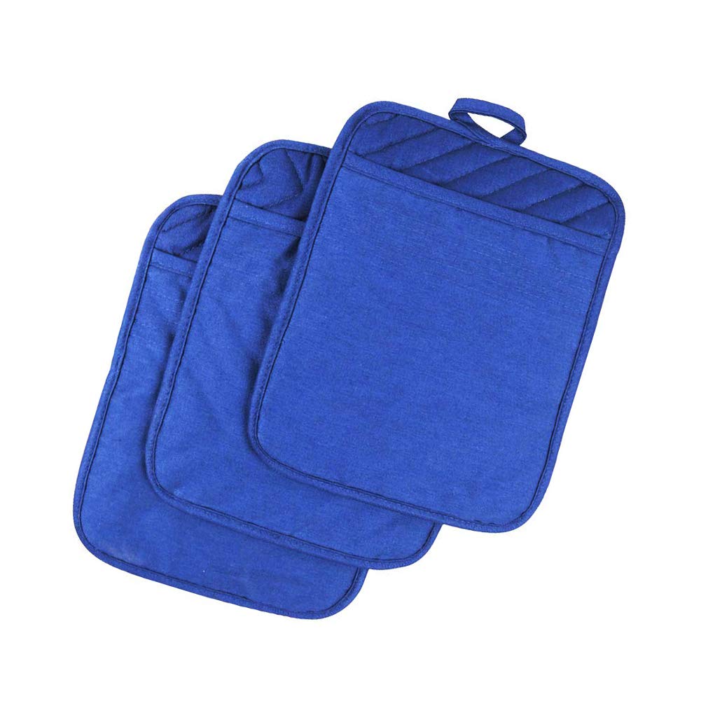 Anyi Pot Holders for Kitchen Heat Resistant, Cotton Hot Pads for Counter Table, Purple Kitchen Pot Holders with Pocket