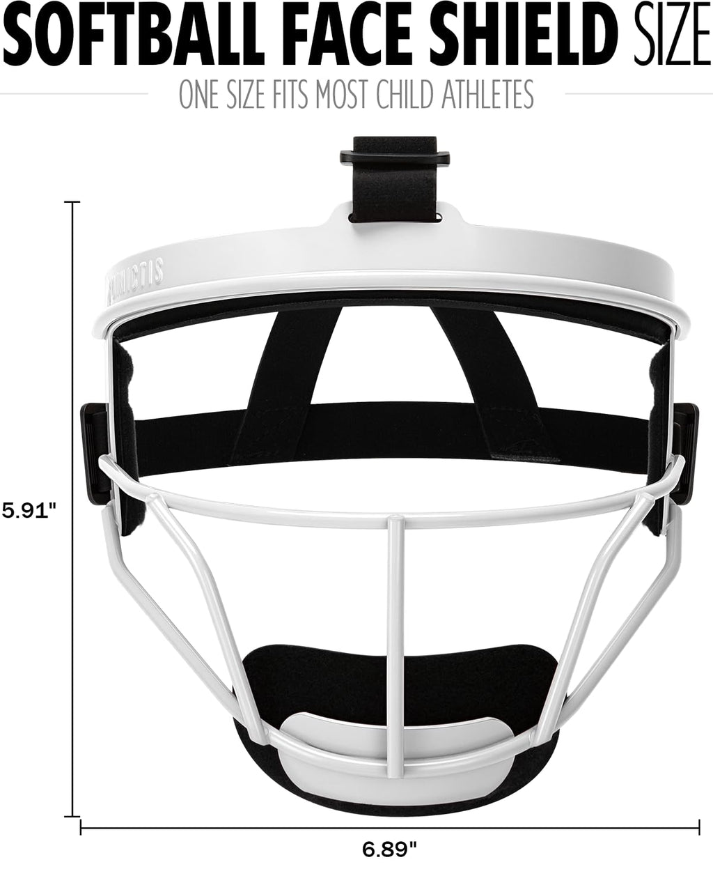Dinictis Softball Face Mask, Lightweight, Comfortable, with Wide Field Vision, Durable and Safe Face Guards, Premium Protective Softball Fielder's Mask-White-Child(S)