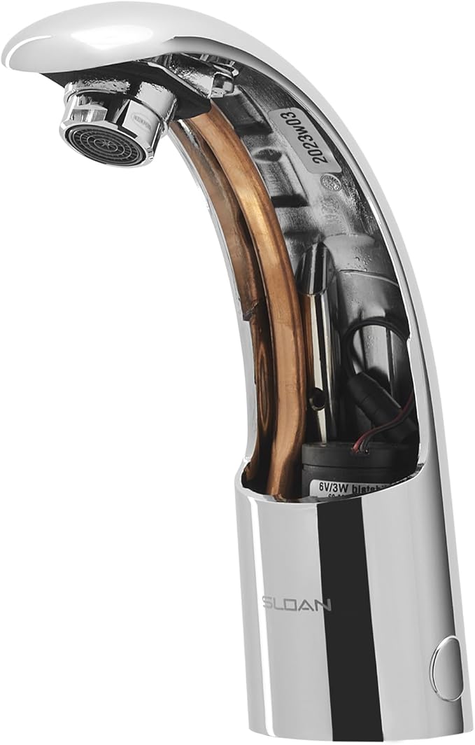 Sloan Optima EAF-150 Sensor Activated Touch-Free Faucet, Commercial Grade with Mounting Hardware - 1.5 GPM Battery-Powered Deck-Mounted Mid Body, Polished Chrome Finish, 3335000