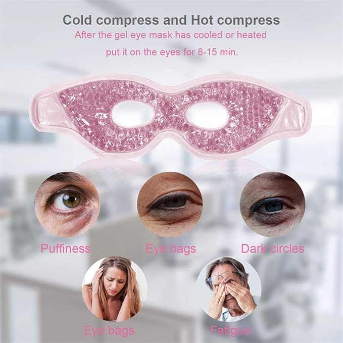 Ruzzut Cooling Gel Eye Mask with Eye Holes, 2 PCS Cold Eye Packs for Puffiness & Swelling, Reusable Hot Cold Compress Heat Ice Gel Pack, Purple and Pink