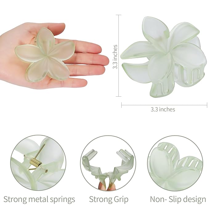 Sisiaipu Flower Hair Clips for Women 6 Pcs Hawaiian Large Claw Clips Plumeria Medium Hair Claw Clips for Thick Thin Hair Hibiscus Tropical Beach Hair Accessories for Women Girls and Girls-Ice Cream