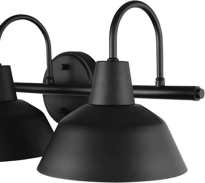 Globe Electric 51710 5-Piece Bathroom Accessory Set with 24-inch 3-Light Vanity Fixture, Matte Black Finish, Industrial Design, E26 Base, Towel Bar, Towel Ring, Robe Hook, Toilet Paper Holder