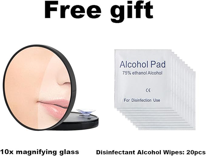 8PCS Professional Salon Grade Blackhead Remover Tool Kit, Comedone Extractor Set for Facial Acne Pimple Blemish Whitehead, Comes with 10X Magnifying Mirror & 20 Alcohol Prep Pads