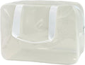 TotePrint PVC Clear Pure Color Transparent Large Zipper Cosmetic Pouch Travel Makeup Cosmetic Bag with Handle for Travel Bathroom Toiletry Organizer (A23014-101-44)