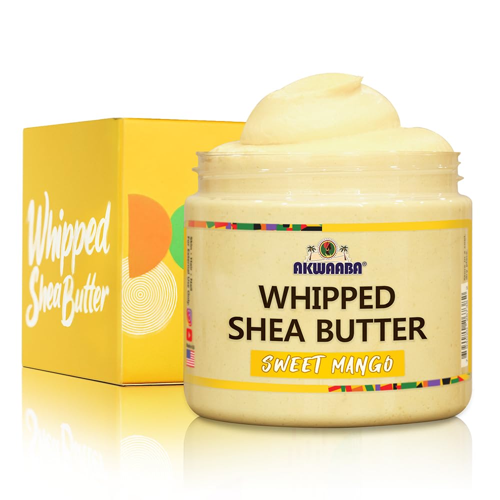 AKWAABA Whipped Shea Butter (Pink Sugar) – Nourishes & Moisturizes | Made with Shea Butter | No Dyes & Parabens | 12 oz / 340 g