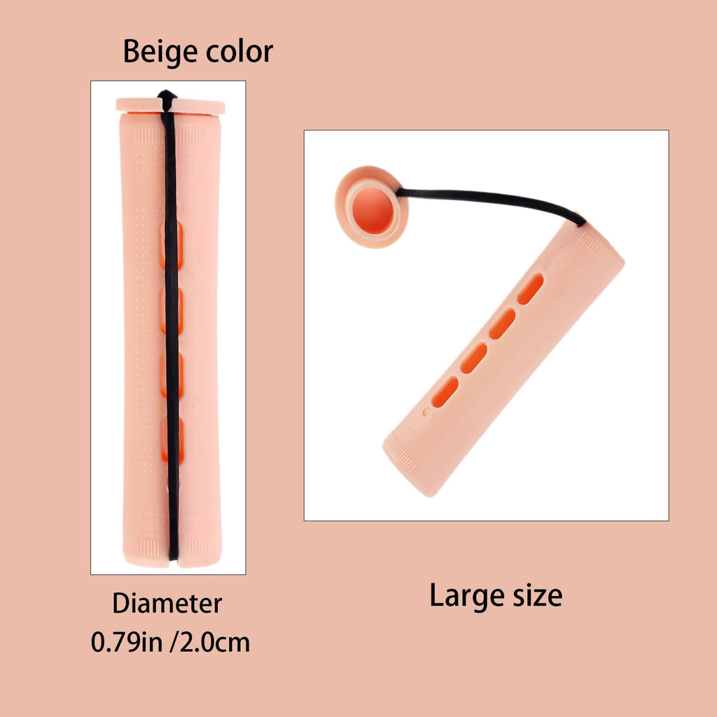 Perm Rods Large Hair Rollers for Natural Long Short Hair Styling Tool Hair Curlers Beige Color