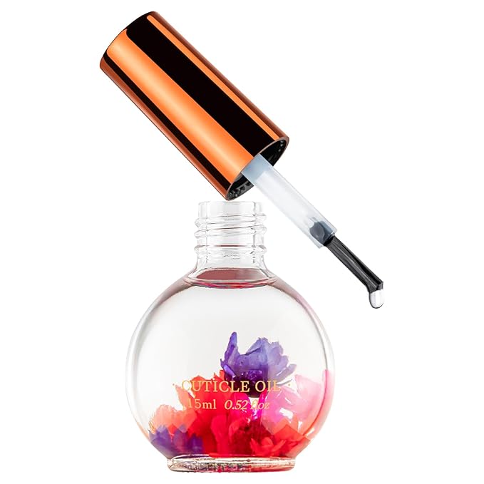 JIASHENG Cuticle Oil, Scented Nail Oil Infused with Real Flowers, Rose 15ml
