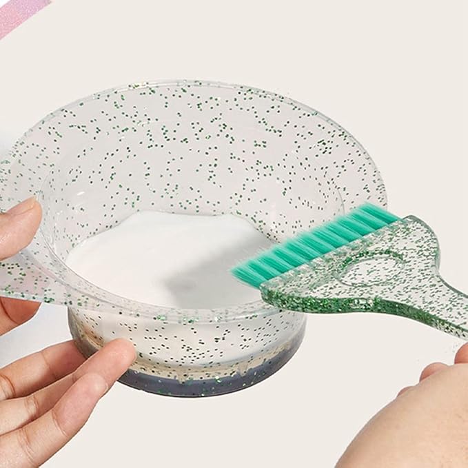 Guojiang Professional Hair Color Dye Mixing Bowl Comb Brush For Salon Tint Coloring Hairdressing Tool Hair Color Brushes Set, Green