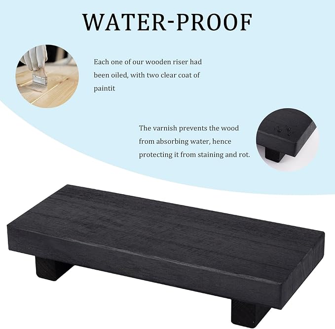 Wood Bathroom Tray Farmhouse Decor Kitchen Soap Holder, 8.7" x 3.6" Black