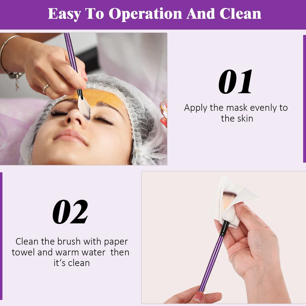 9 Pieces Facial Fan Mask Brushes, Soft Facial Applicator Brushes Tools for Peel Glycolic Makeup for Mud Cream(Purple)