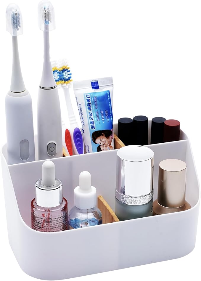 Ayswupt Electric Toothbrush Holders for Bathrooms,Kids Toothpaste Holder with Dividers,Bathroom Countertop Organizer,Tooth Brush Storage Caddy for Sink Vanity Office