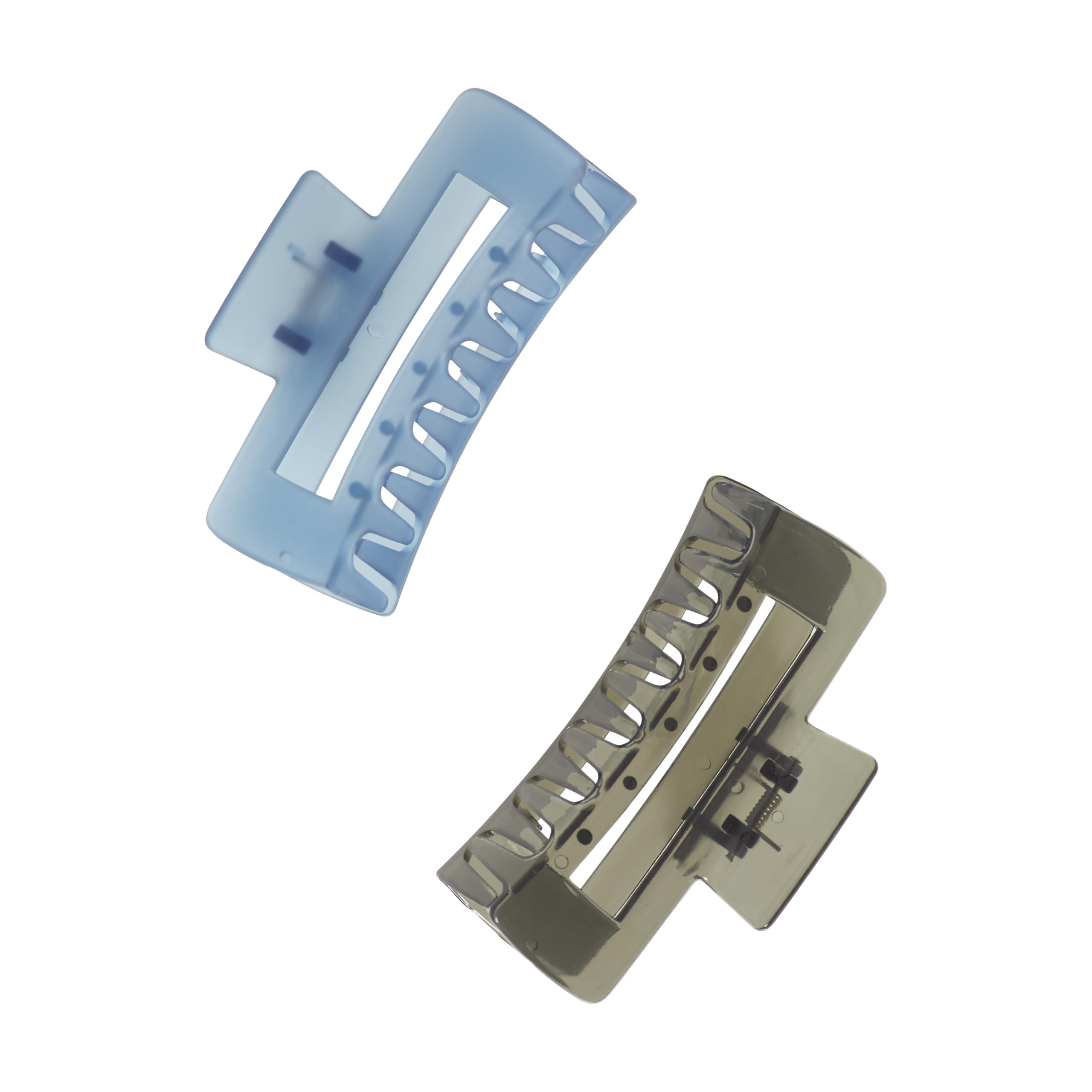 Goody SlideProof Rectangular Large Claw Clips - 2 Ct, Cool Tones, Secure Grip Hair Styling Accessories for Women & Men, Claw Clips for Thick Hair