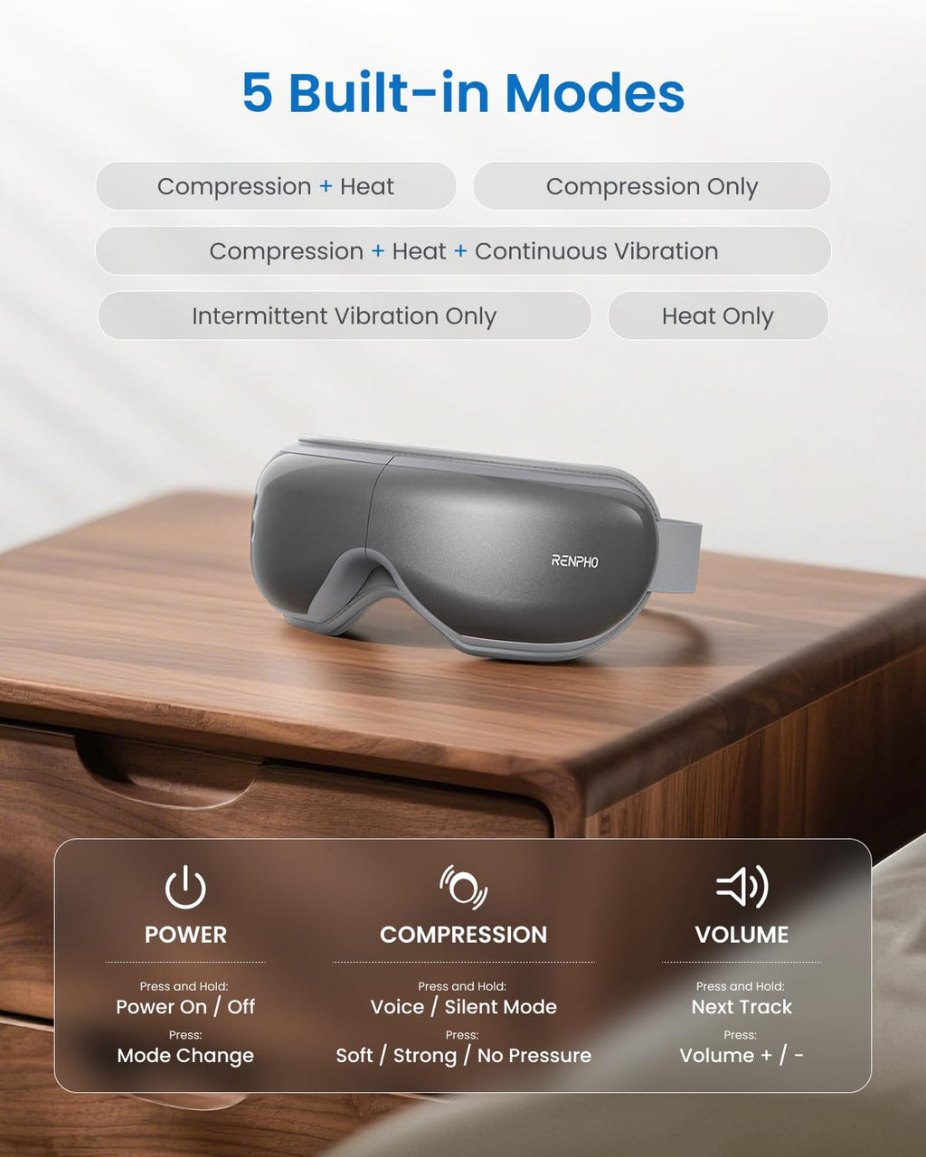 RENPHO Eyeris 1 Eye Massager with Heat, Birthday Gifts for Men and Women, FSA Eligible HSA, Smart Eye Mask for Head Tension and Screen Fatigue, Eye Strain