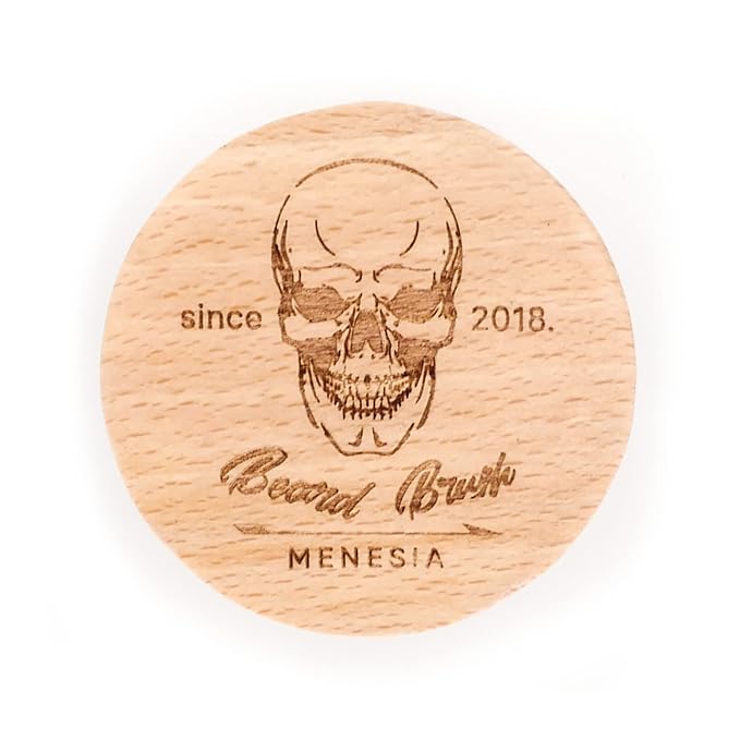 Menesia Small Round Beard Brush, Boar Bristle Wooden Brush for Travel