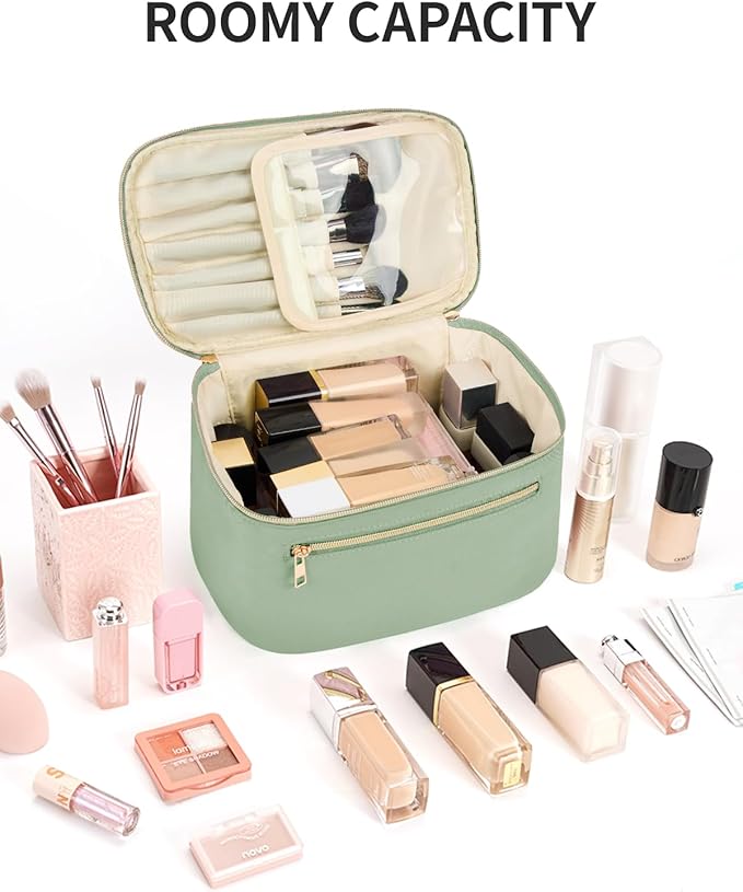 Wandering Nature Makeup Bag, Women Travel Make Up Vanity Case with Handle