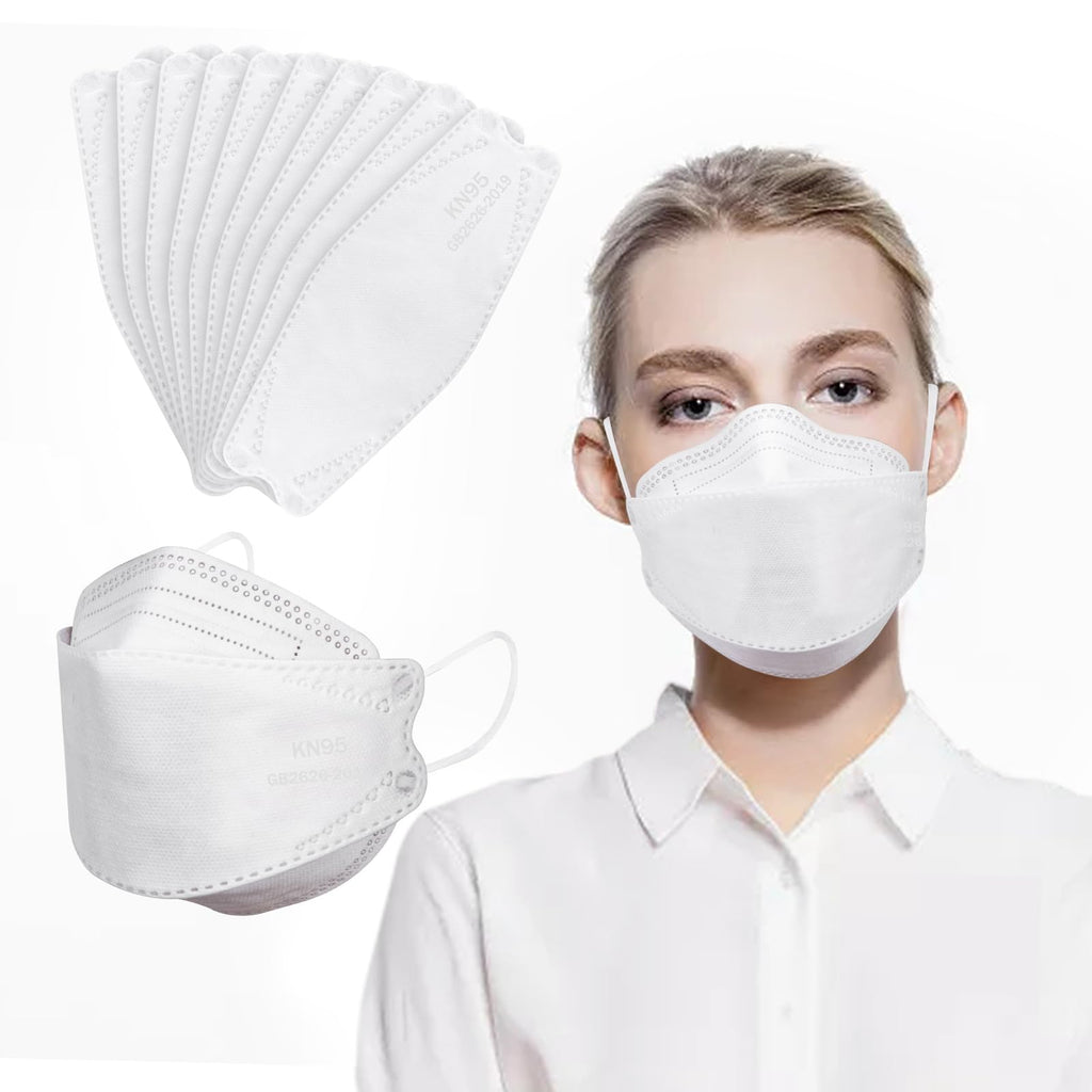 Borje KN95 Face Masks for Adults 50 Pack, 5-Ply White Disposable Face Mask Against PM 2.5 Smoke & Dust, Filtration Efficiency 95%