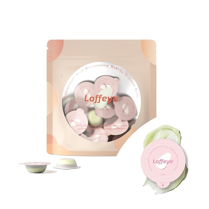 Loffeyo 30pcs Single Use Cleansing Balm Pods Pomegranate Makeup Remover