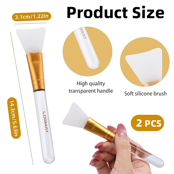 LORMAY 2 Pcs Silicone Jelly Mask Brush, Facial Skincare Applicator
