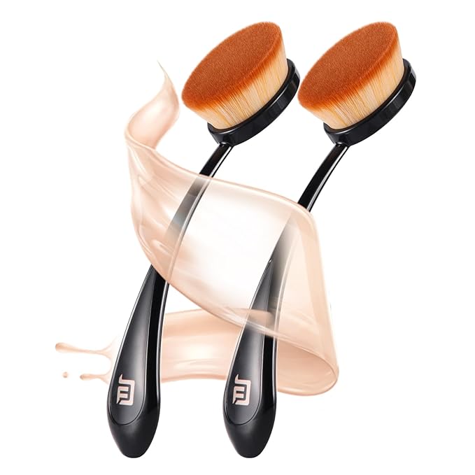Foundation Brush for Liquid Makeup,Kabuki Brush for Seamless Liquid, Cream, and Powder Application Ultra-Soft, Dense, and Cruelty-Free Synthetic Bristles for Streak-Free Blending (2 Pack)