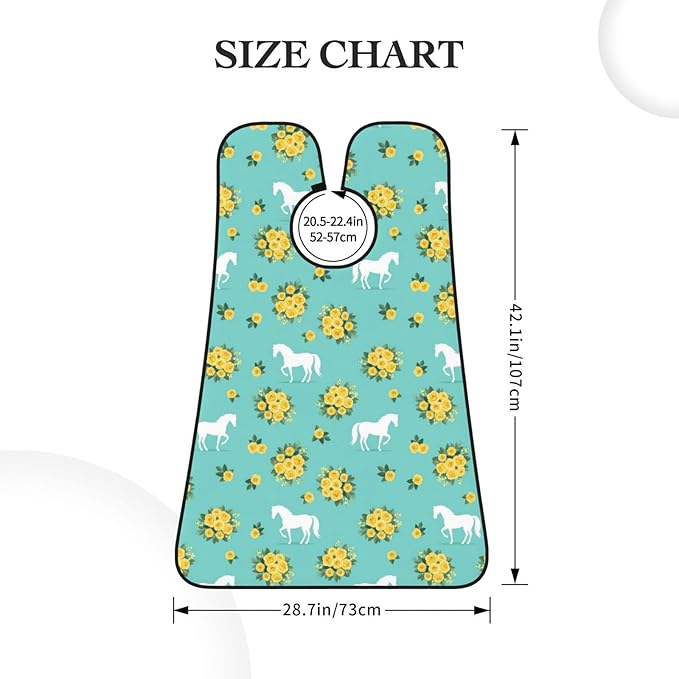Waterproof Beard Grooming Bib, Floral Horse Roses Print Mint Green Shave Bib, Non-Stick Hair Catcher for Shaving Trimming, Apron Essential for Men Dad
