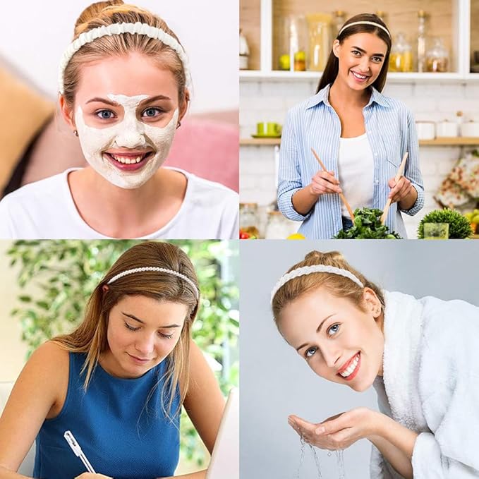 AHONEY 7 Pack White Headbands for Women Girls Headband Non Slip Hairbands Cute Hair Accessories Multi-style Headband Pack Wedding Head Band (White)