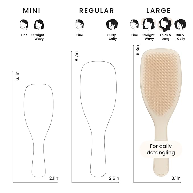 Tangle Teezer Large Ultimate Detangler Brush, Straight to Wavy, Vanilla
